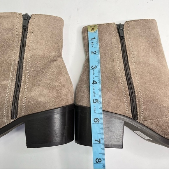 Lorenzo Dei Italian Leather Greige Taupe Suede Pointed Toe Ankle Booties Boots - Picture 12 of 13